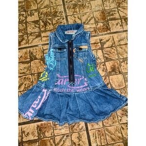 Vintage Carters‎ "watch the wear" 2T graffiti print dress EUC